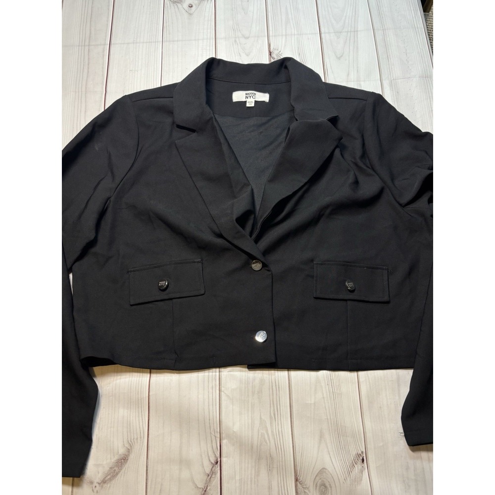NWT Madden NYC Cropped Blazer Plus Size Womenβs XXXL 3X Black Single Breasted